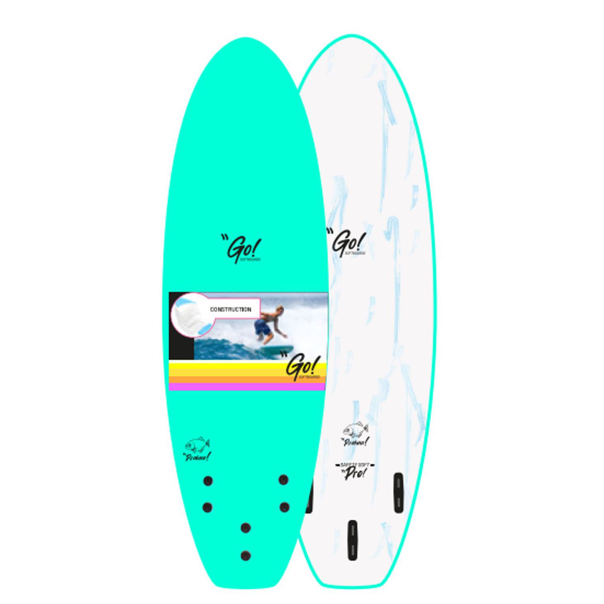 GO Surfboard Safety Soft Pro 6.6 Green Marble