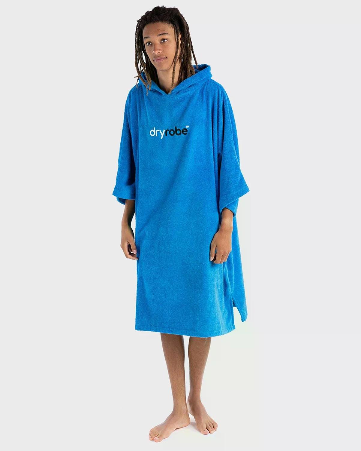 DRYROBE Handtuchmantel Bio-Baumwolle Kobalt Blau M unisex Towel Robe Beach Poncho 100% Bio-Baumwolle