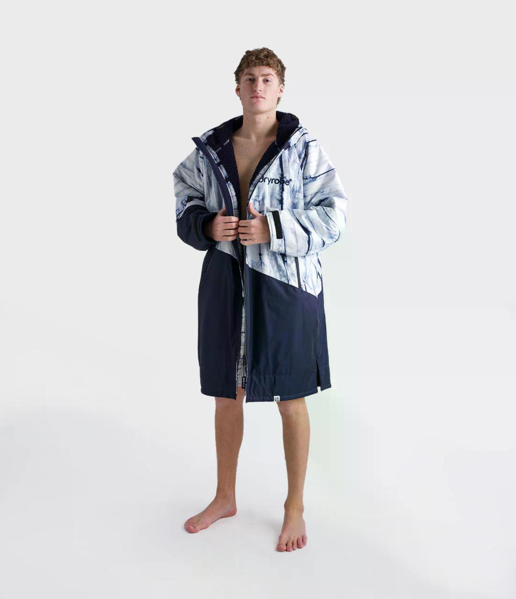 DRYROBE Advance Long Sleeve Batik Blau XL Wasserdichter unisex Outdoor-Umkleidemantel