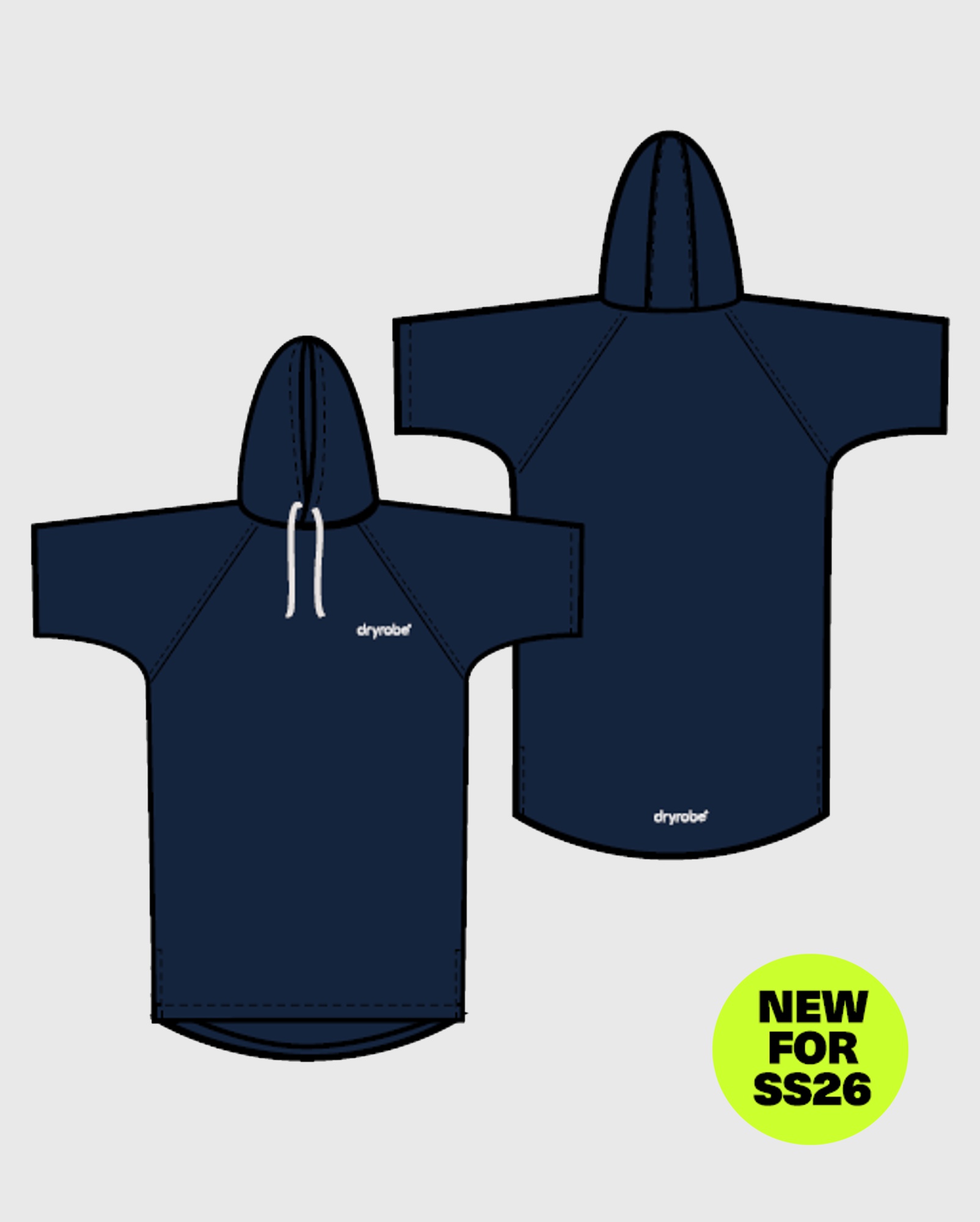 DRYROBE Handtuchmantel Bio-Baumwolle Navy L unisex Towel Robe Beach Poncho 100% Bio-Baumwolle