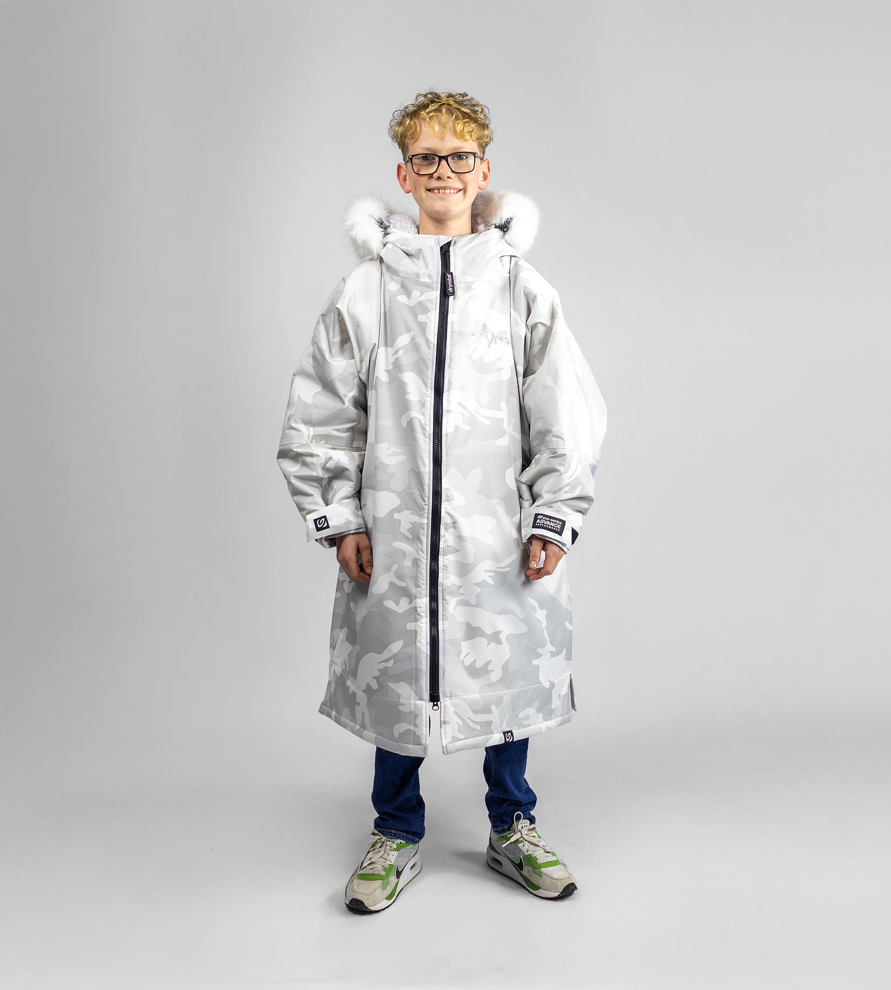 DRYROBE Advance Long Sleeve KIDS Alpine Whit 10-13 wasserdichter unisex Outdoor-Umkleidemantel
