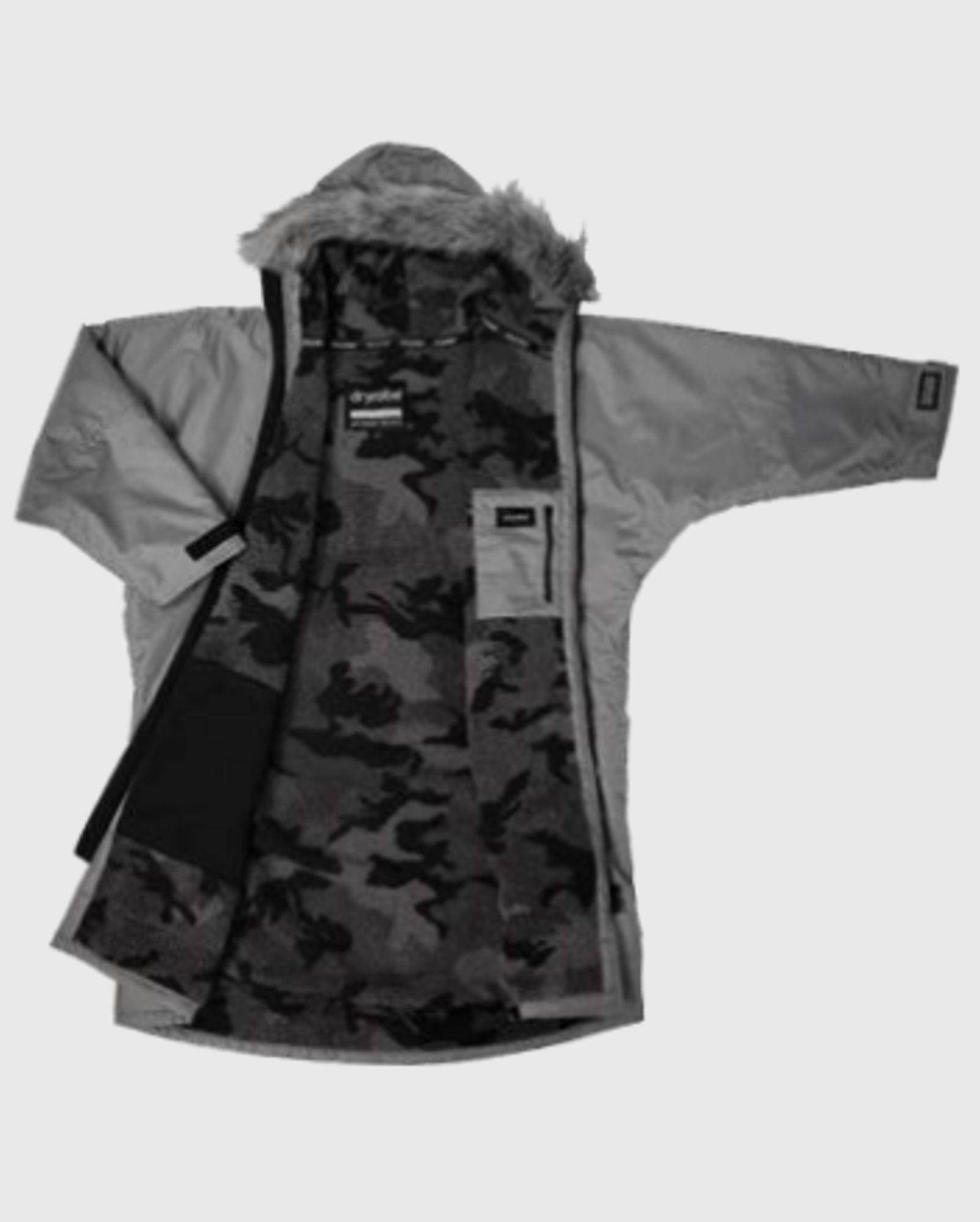 DRYROBE Advance Long Sleeve Alpine Grey Bk Camo XL Wasserdichter unisex Outdoor-Umkleidemantel