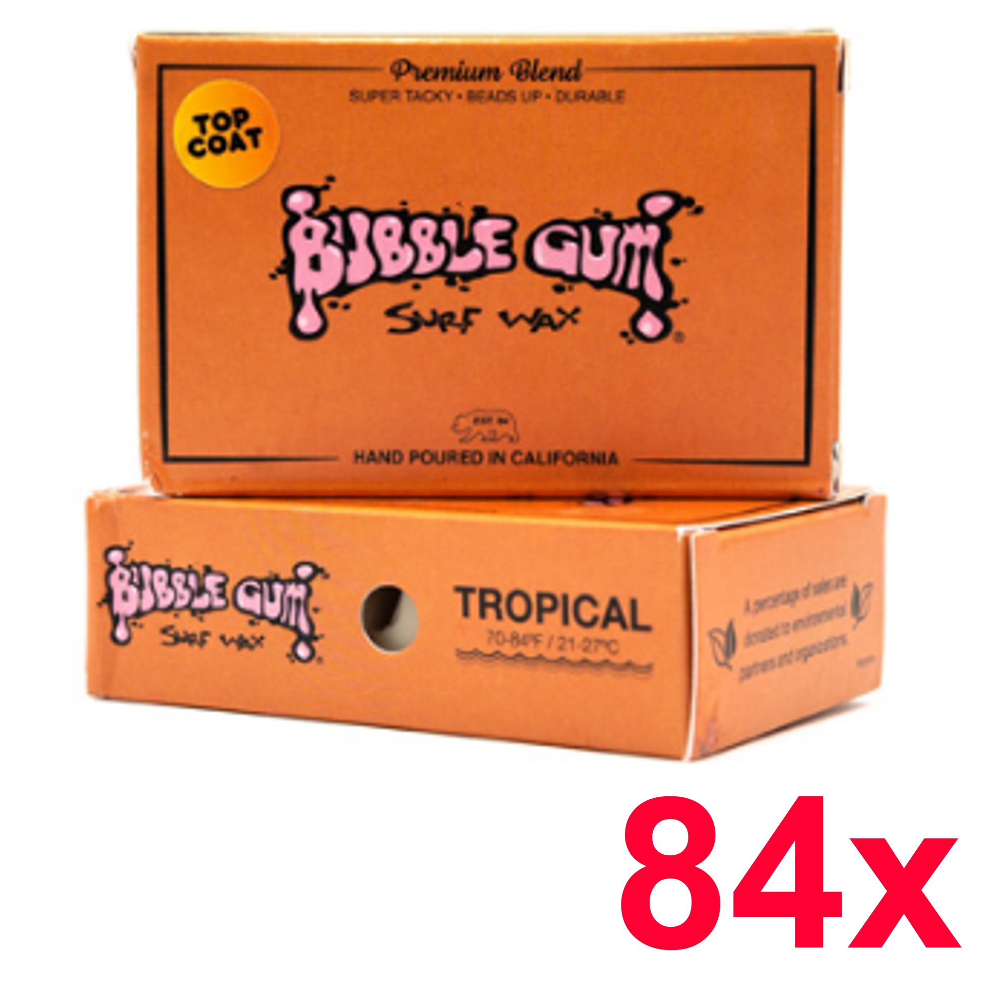 84x Surf Wax BUBBLE GUM Orange Tropical +21°C Surfboard Wachs