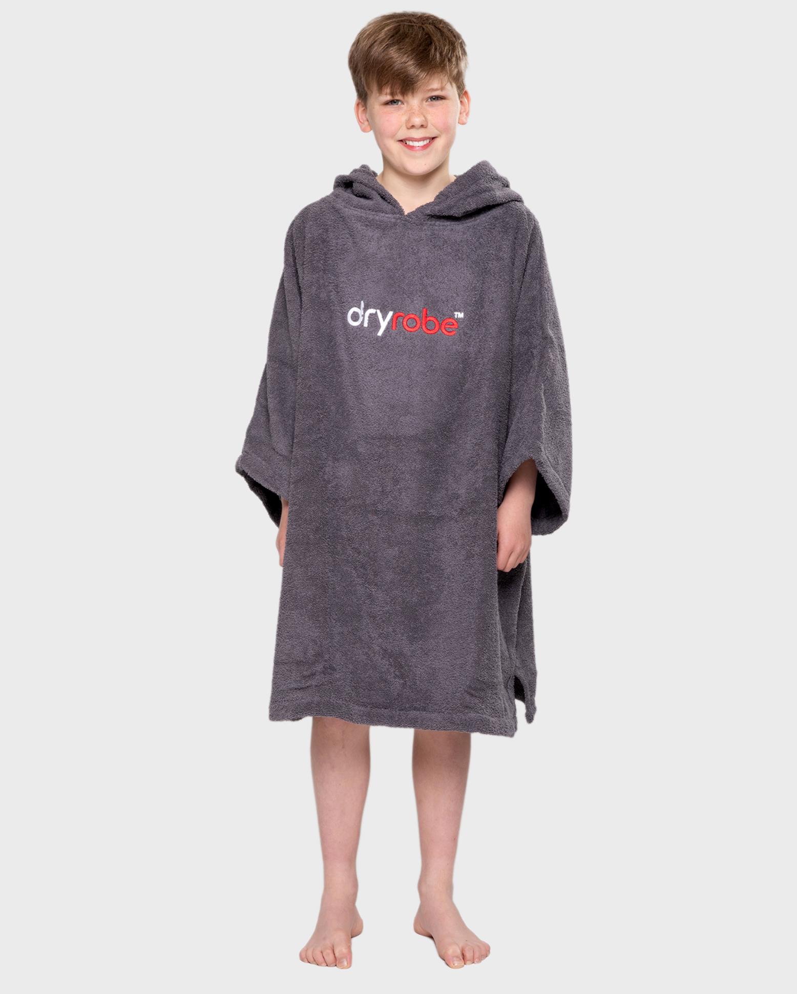 DRYROBE Handtuchmantel Bio KIDS Grau 5-9 unisex 100% Bio Baumwolle Towel Robe Beach Poncho