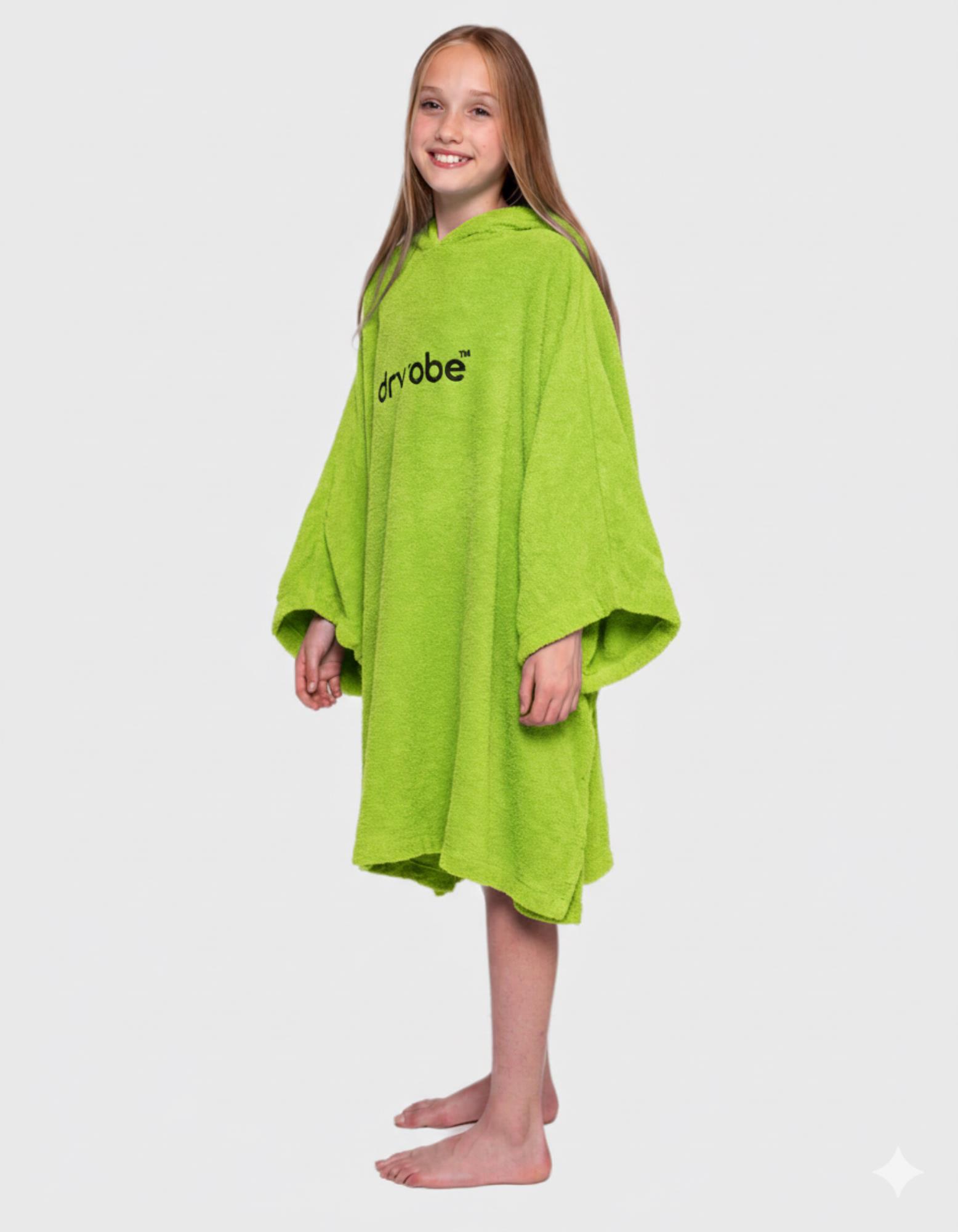 DRYROBE Handtuchmantel Bio KIDS Lime Grün 10-13 unisex 100% Bio Baumwolle Towel Robe Beach Poncho