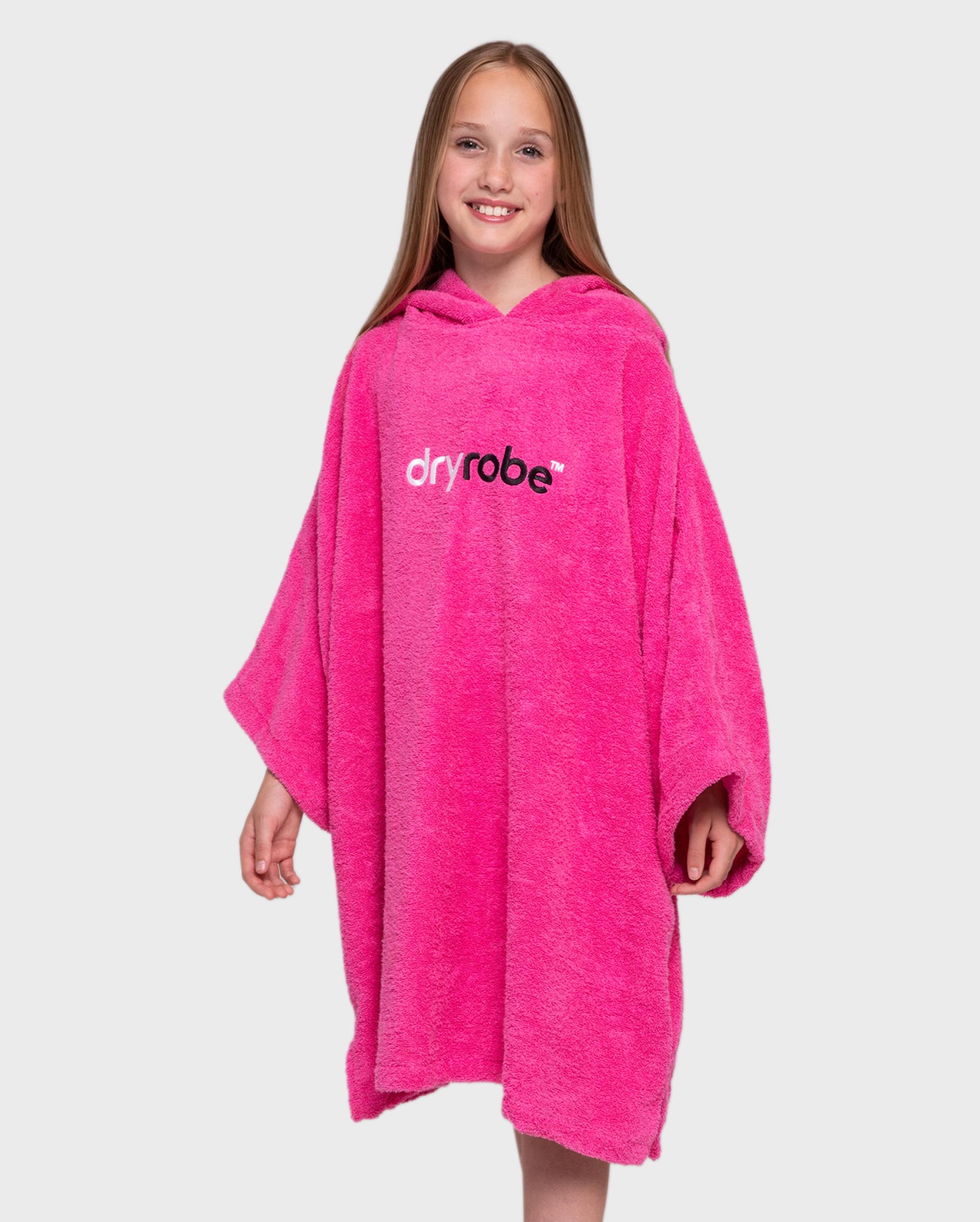 DRYROBE Handtuchmantel Bio KIDS Pink 10-13 unisex 100% Bio Baumwolle Towel Robe Beach Poncho