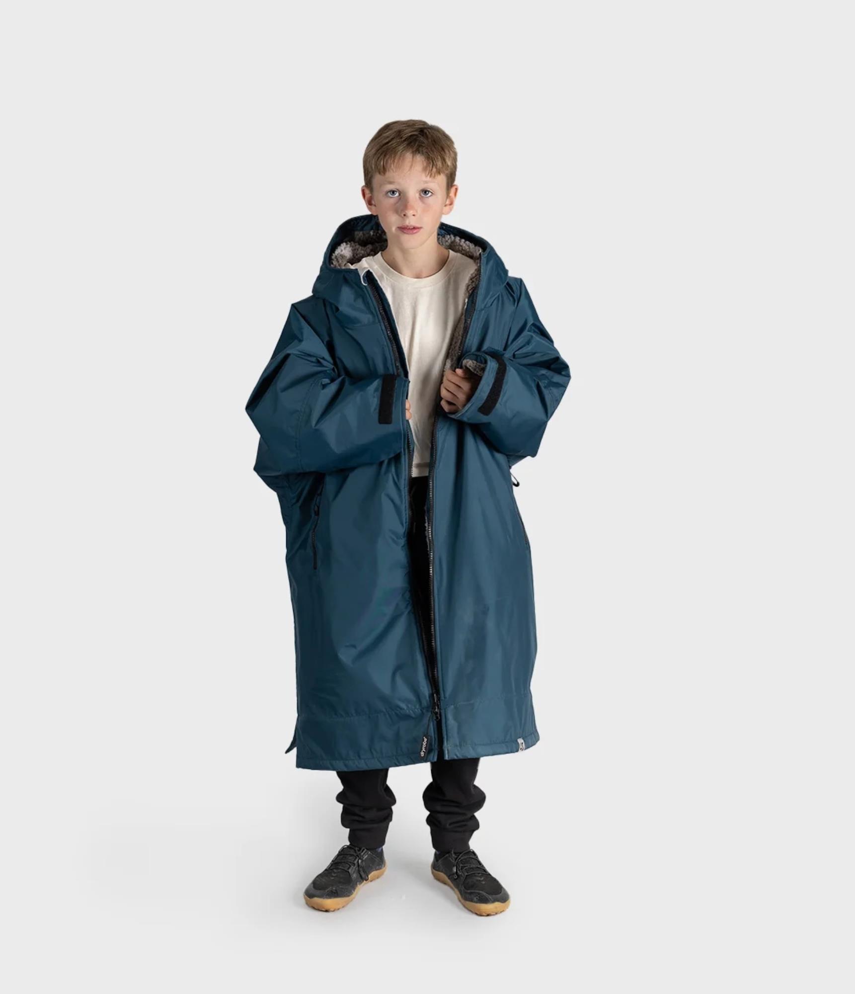 DRYROBE Advance Long Sleeve KIDS Blue SandCamo 5-9 wasserdichter unisex Outdoor-Umkleidemantel