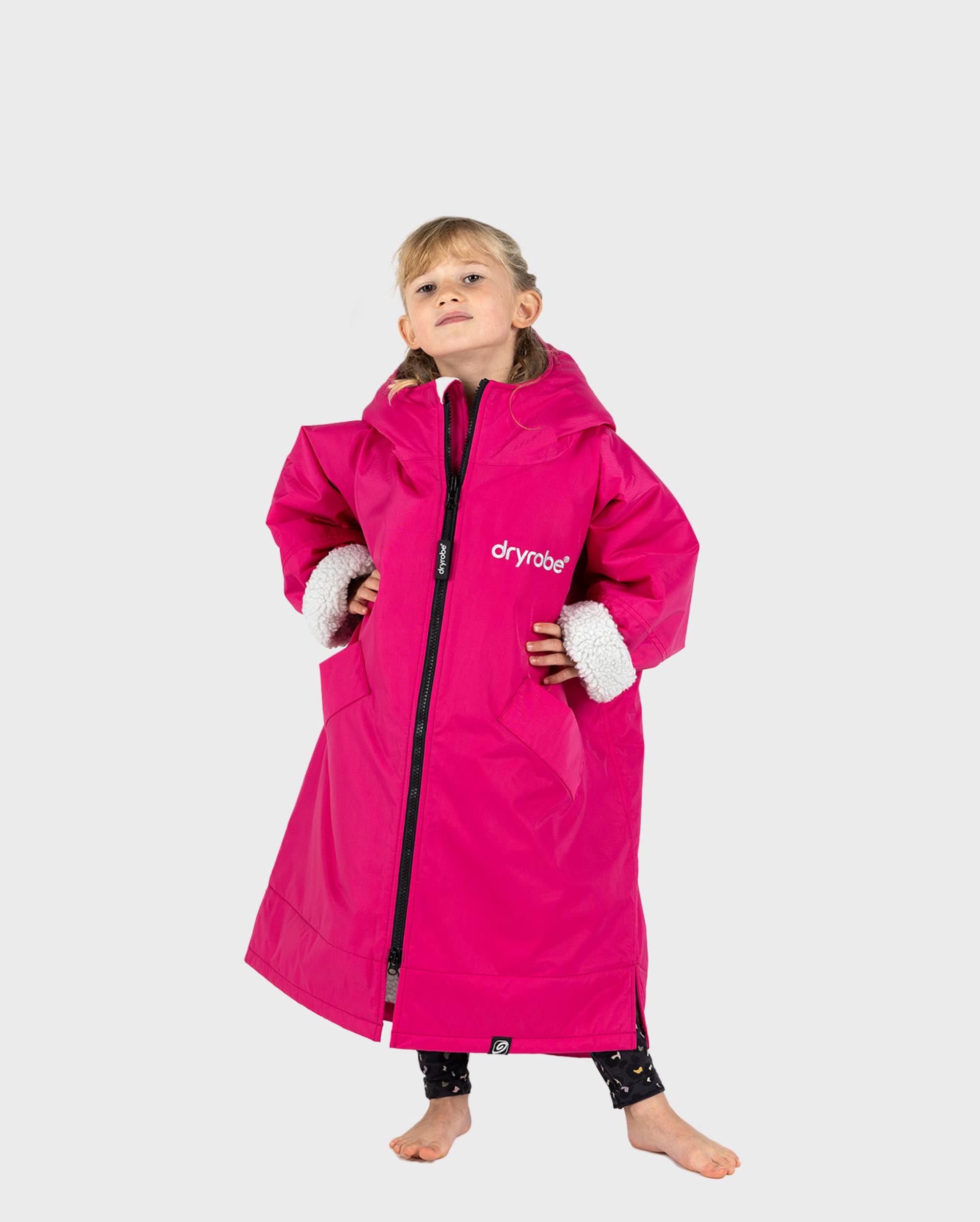 DRYROBE Advance Long Sleeve KIDS Pink Grau 5-9 wasserdichter unisex Outdoor-Umkleidemantel
