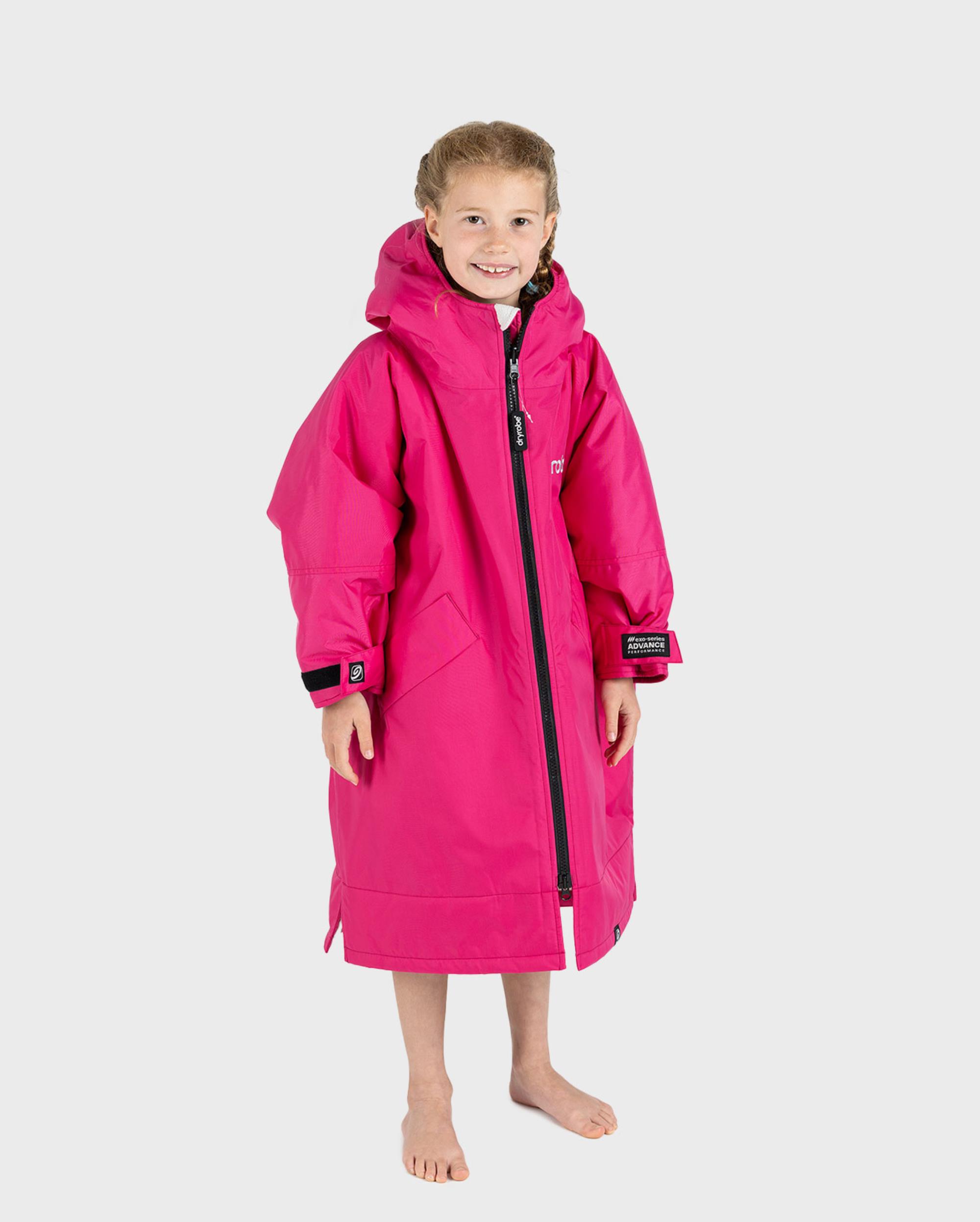 DRYROBE Advance Long Sleeve KIDS Pink Grau 10-13 wasserdichter unisex Outdoor-Umkleidemantel