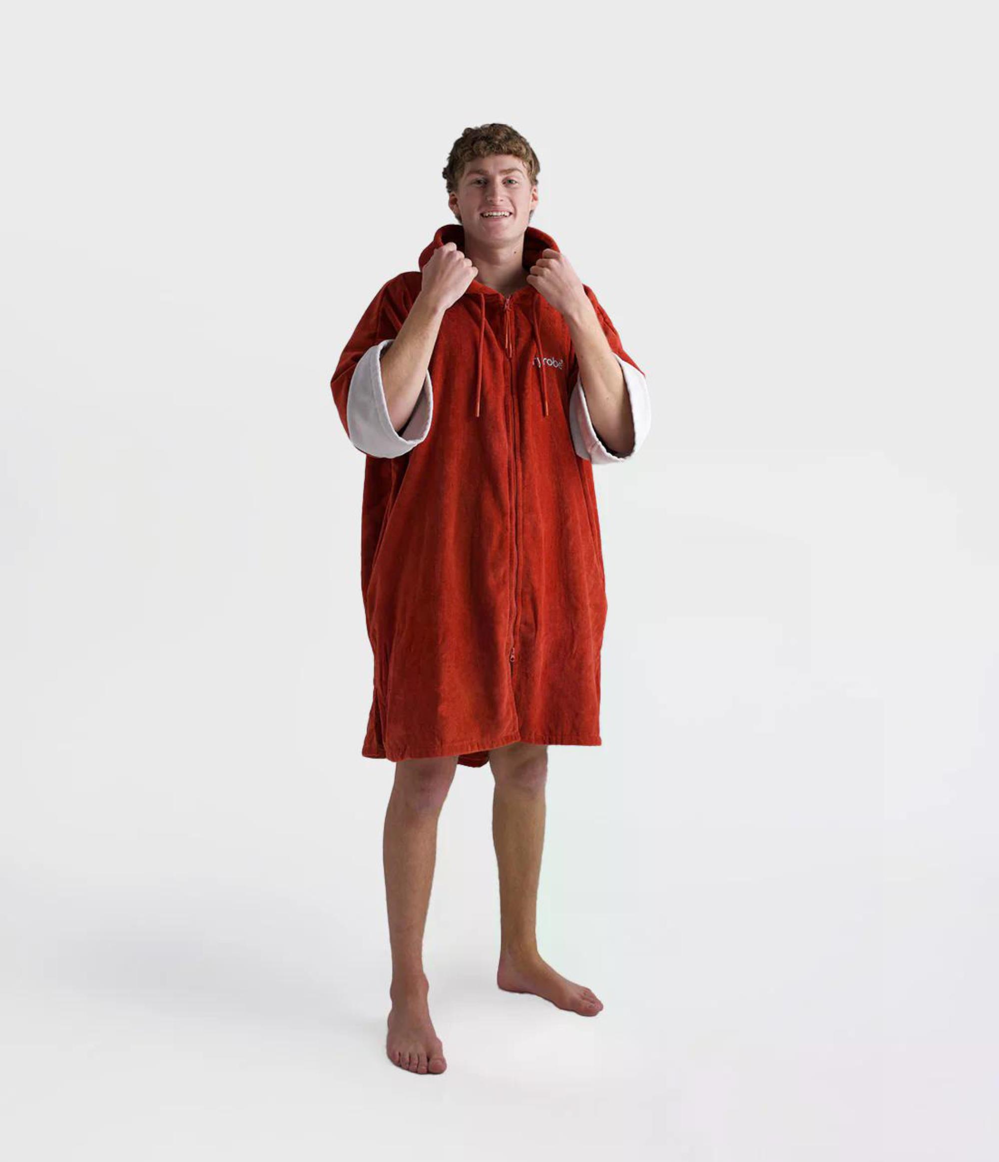 DRYROBE Fullzip Towel Robe Organic Cotton Orange S Unisex Beach Poncho