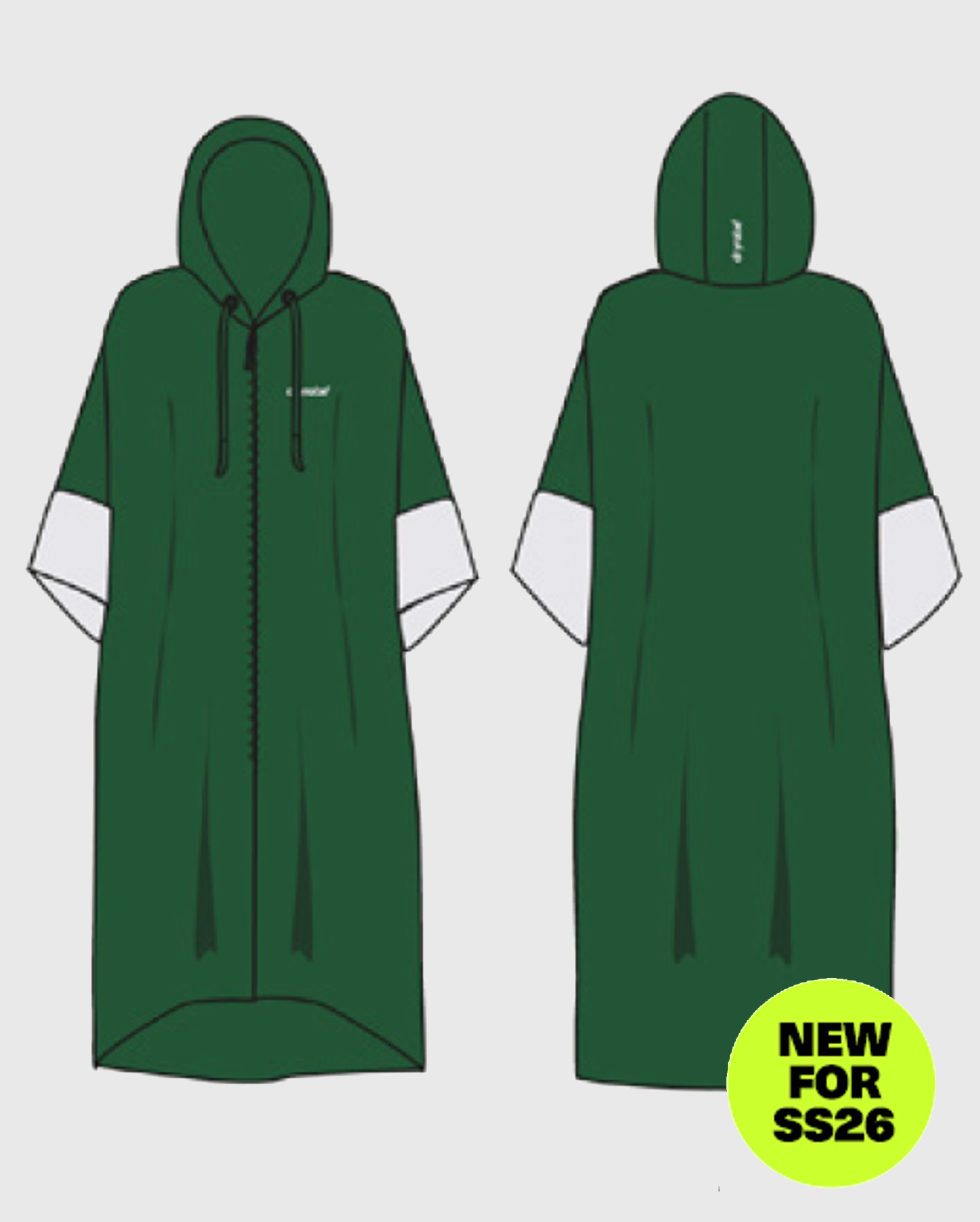 DRYROBE Fullzip Handtuchmantel Baumwolle Grün S unisex 100% Bio Baumwolle Towel Robe Beach Poncho