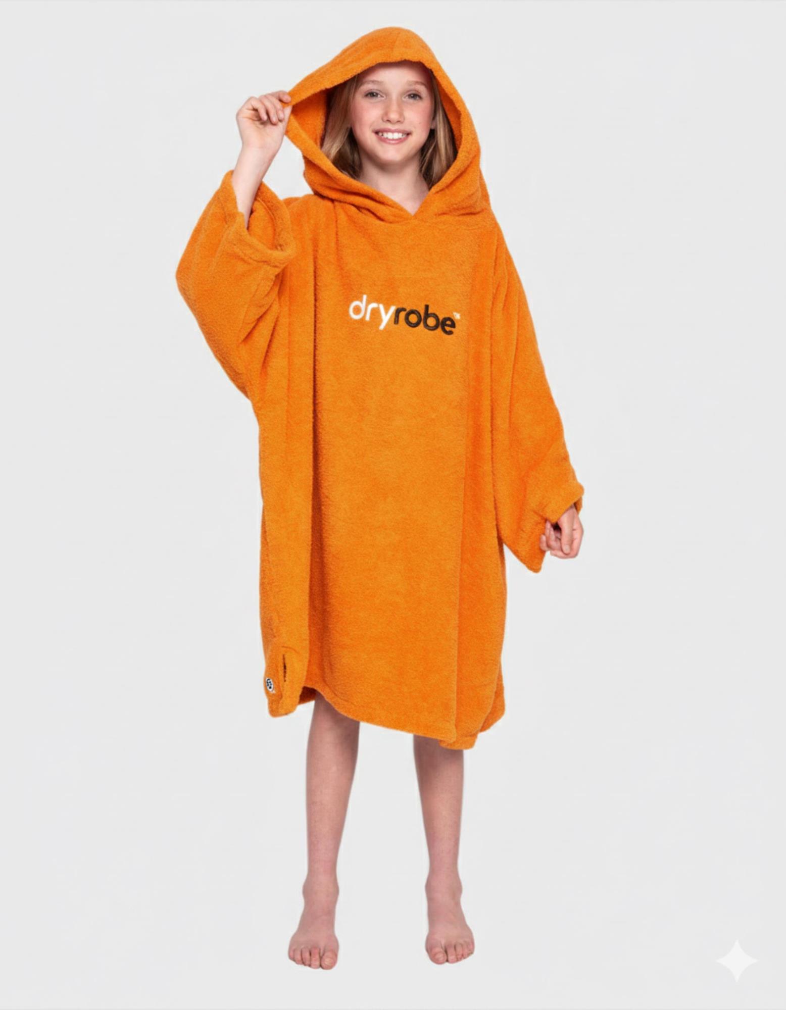 DRYROBE Towel Robe Organic KIDS 10-13 Orange Unisex Beach Poncho organic Cotton