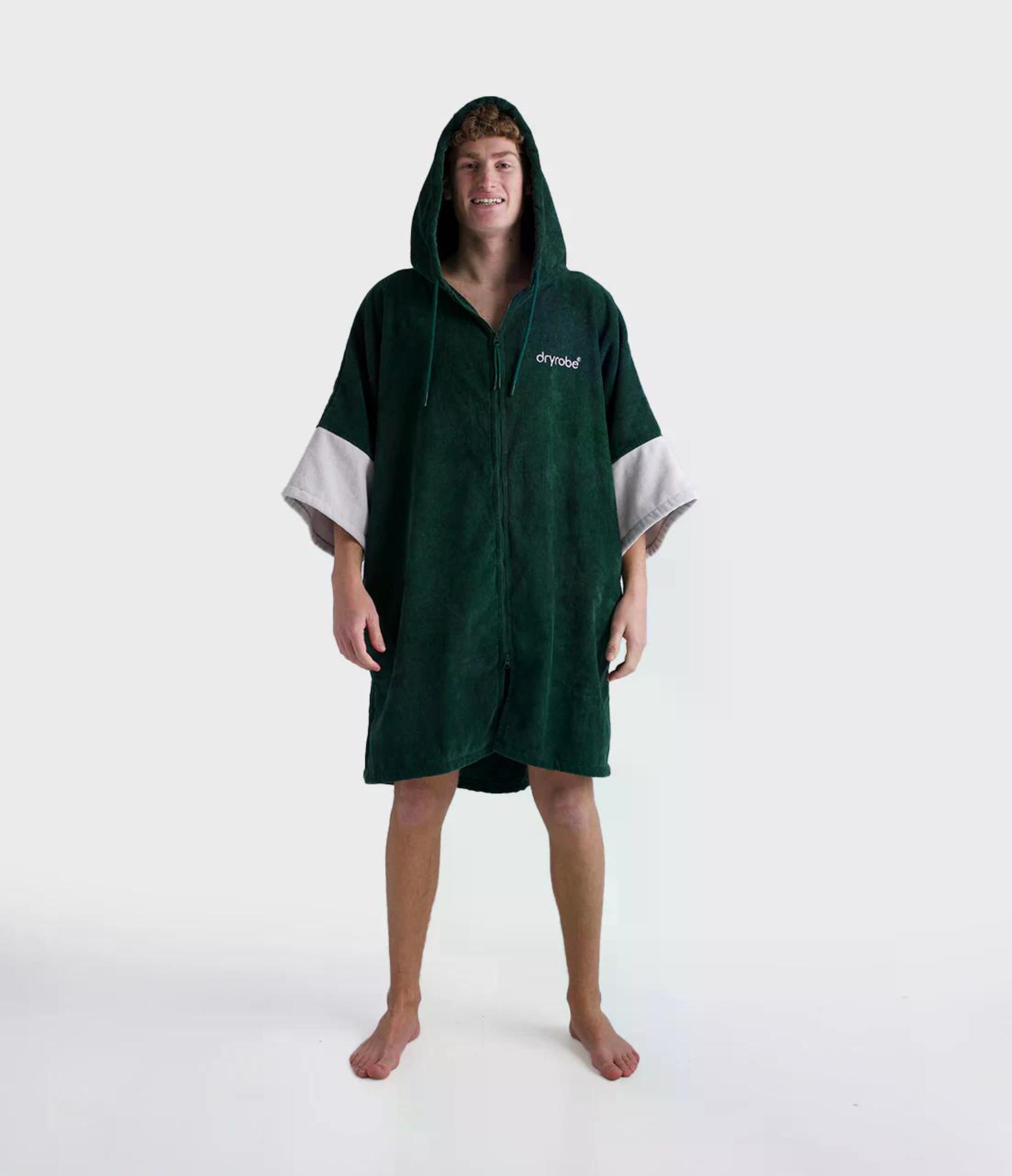 DRYROBE Fullzip Towel Robe Organic Cotton Green M Unisex Beach Poncho