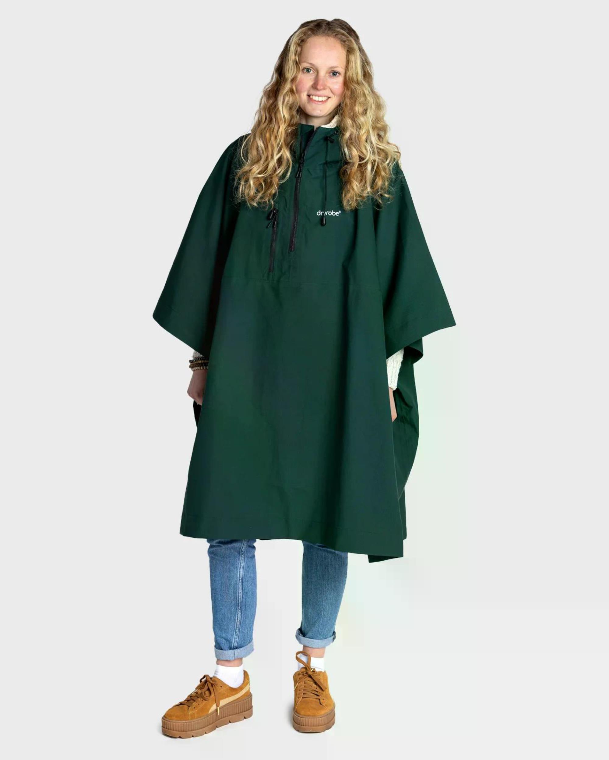 DRYROBE Rainproof Poncho onesize Dark Green Unisex Outdoor Regen Poncho