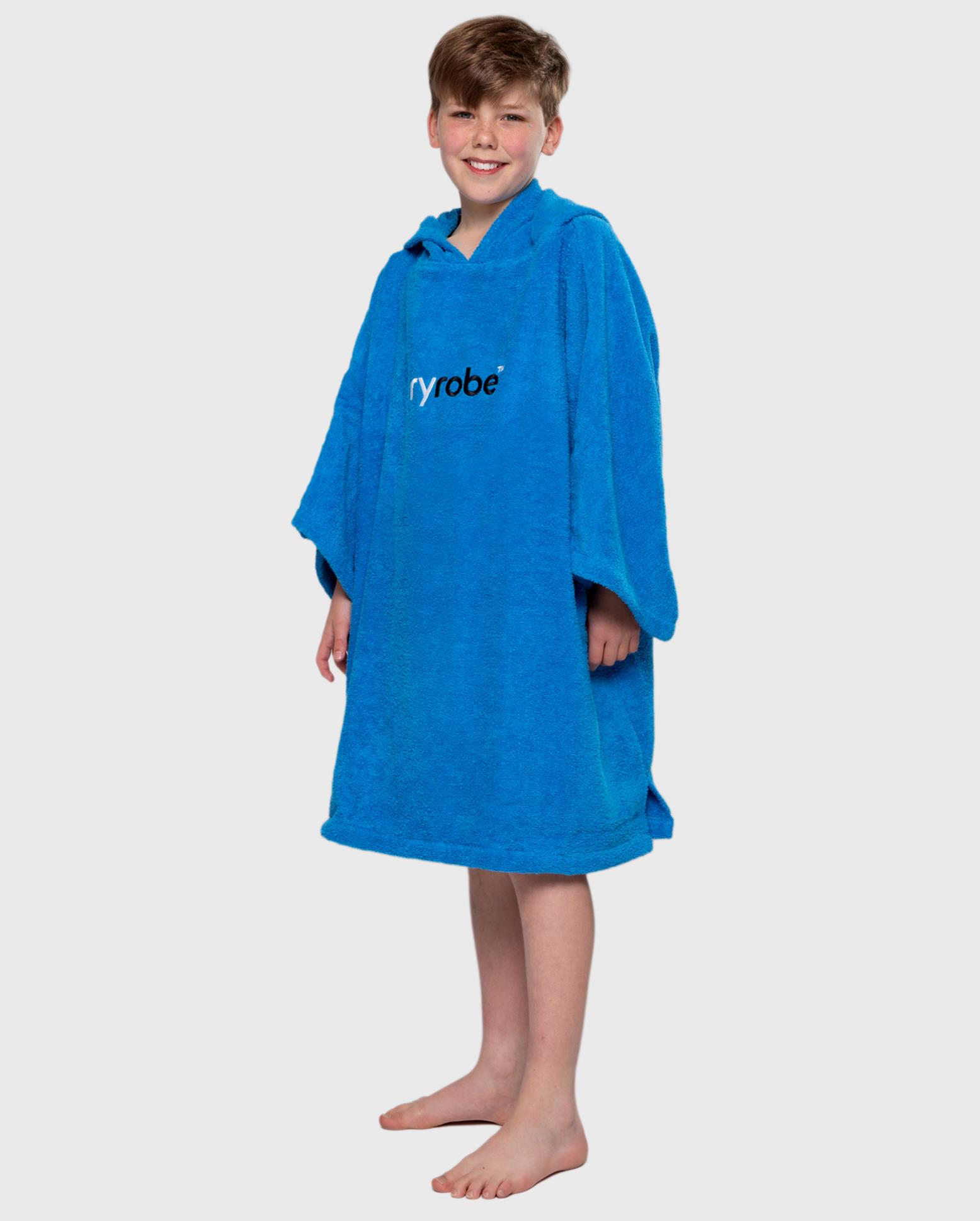 DRYROBE Handtuchmantel Bio KIDS Blau 5-9 unisex 100% Bio Baumwolle Towel Robe Beach Poncho
