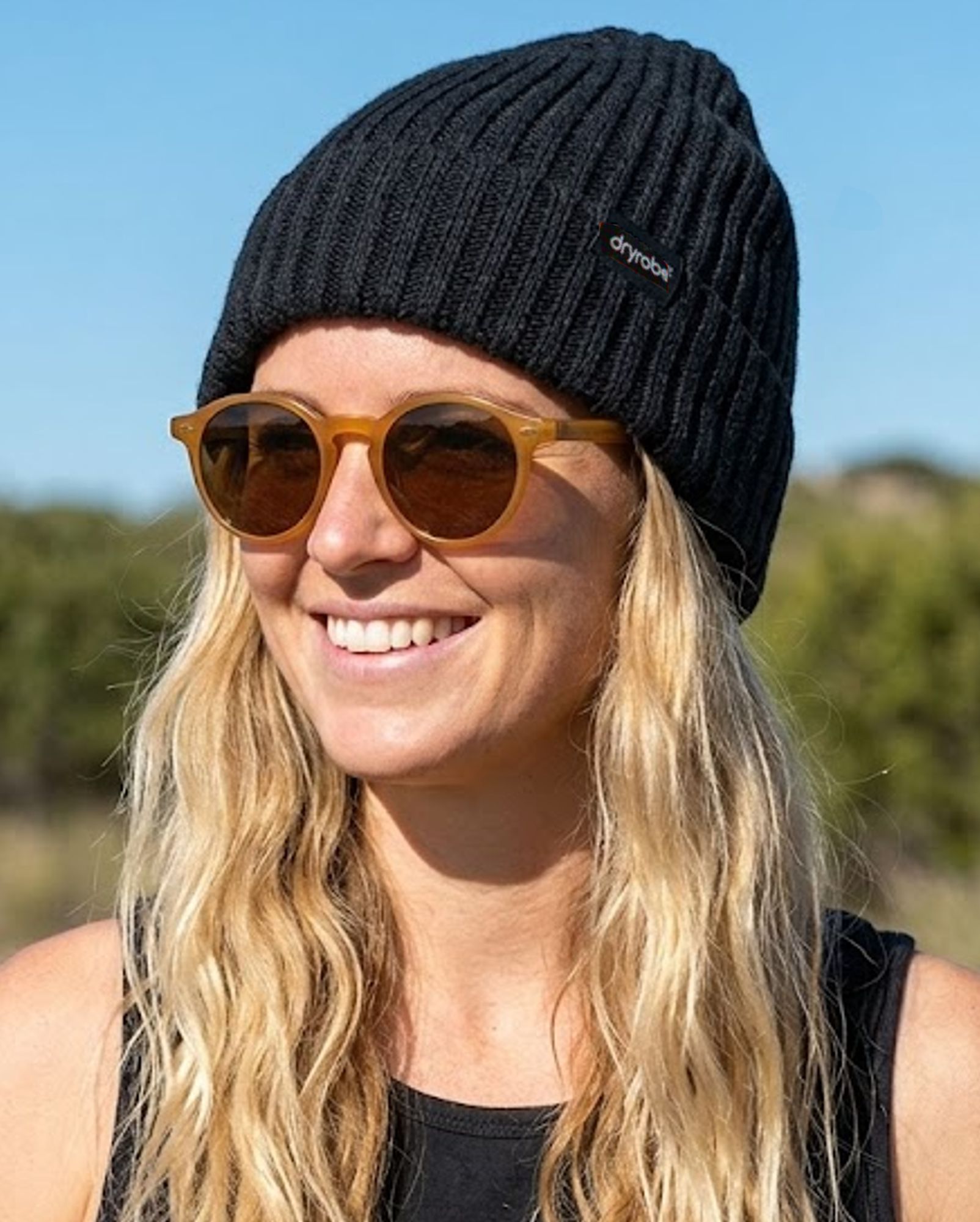 DRYROBE Waffle Beanie Strickmütze Schwarz Unisex, Unisize