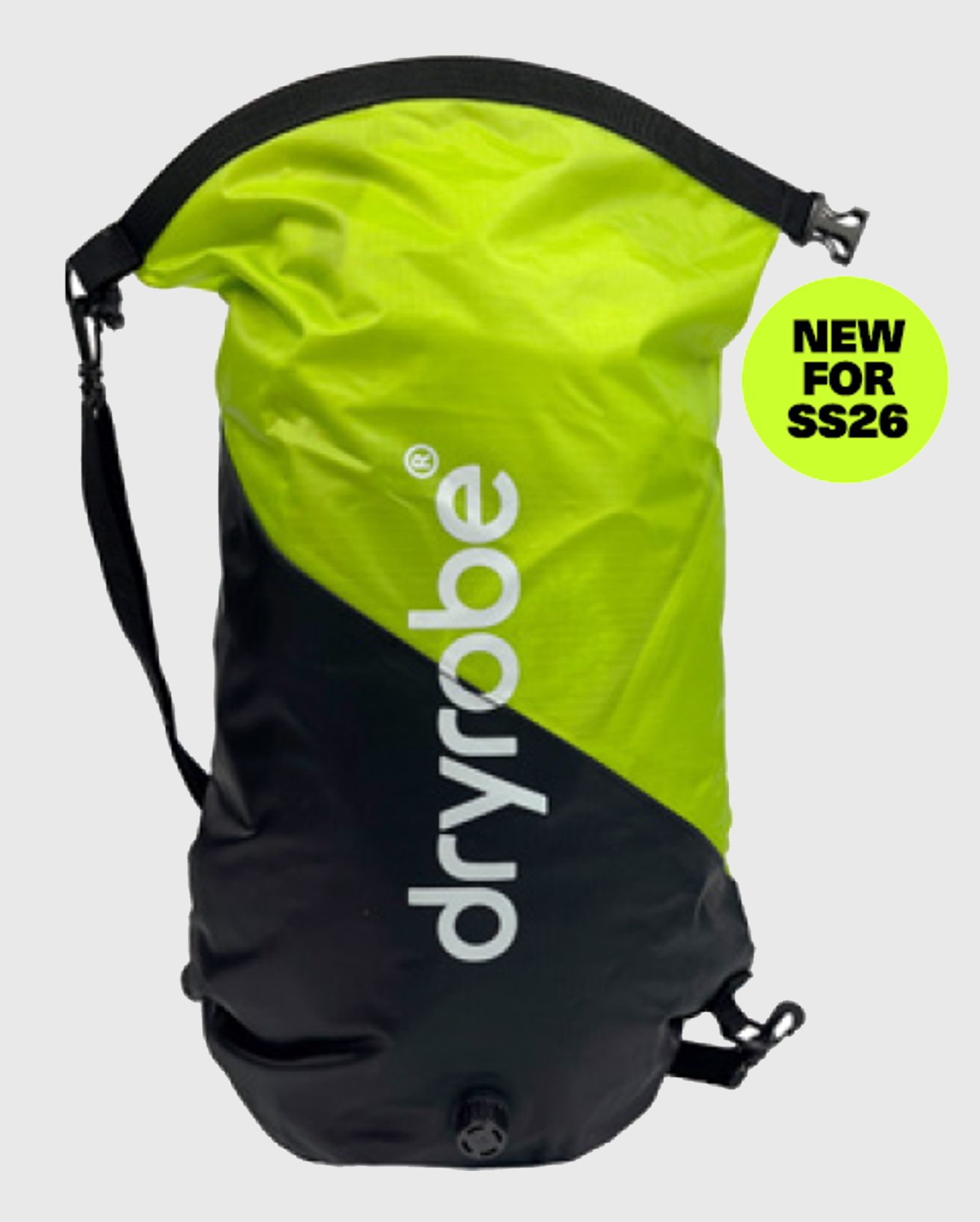 DRYROBE wasserdichter Packsack Drybag Schwarz Lime Kompressionstasche