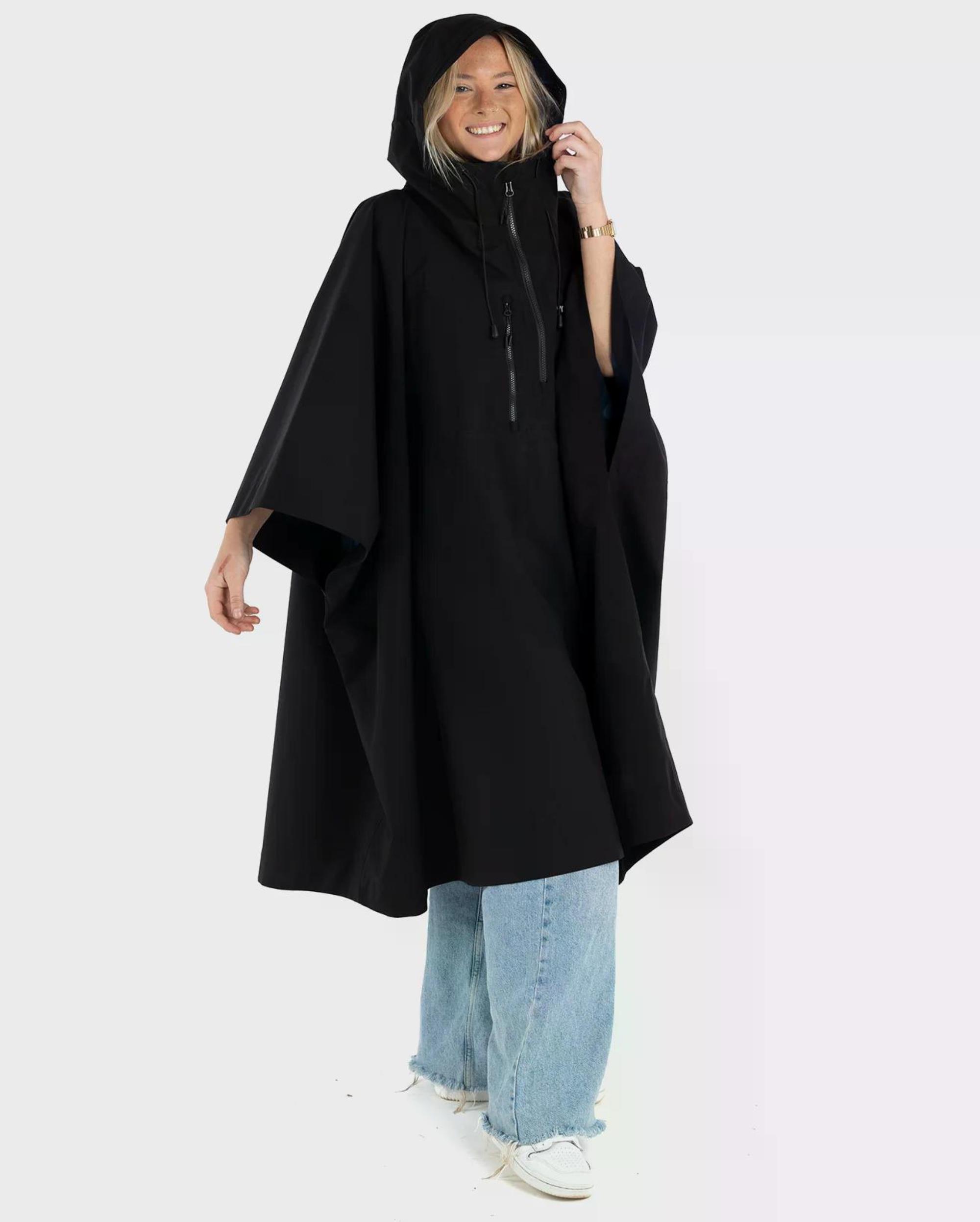 DRYROBE Rainproof Poncho onesize Black Unisex Outdoor Regen Poncho