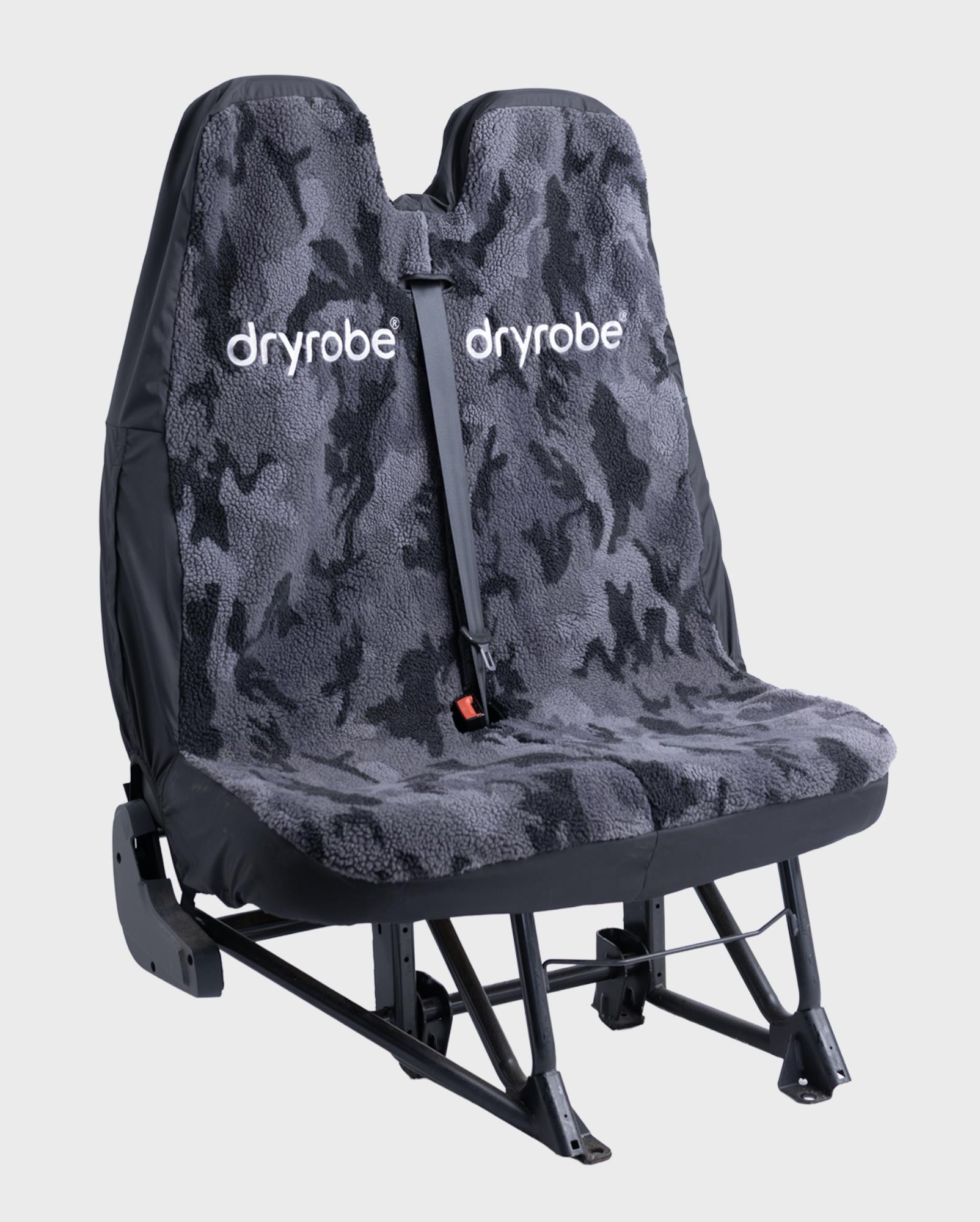 DRYROBE Car Seat Double Cover Camo Black water-repellant slipover