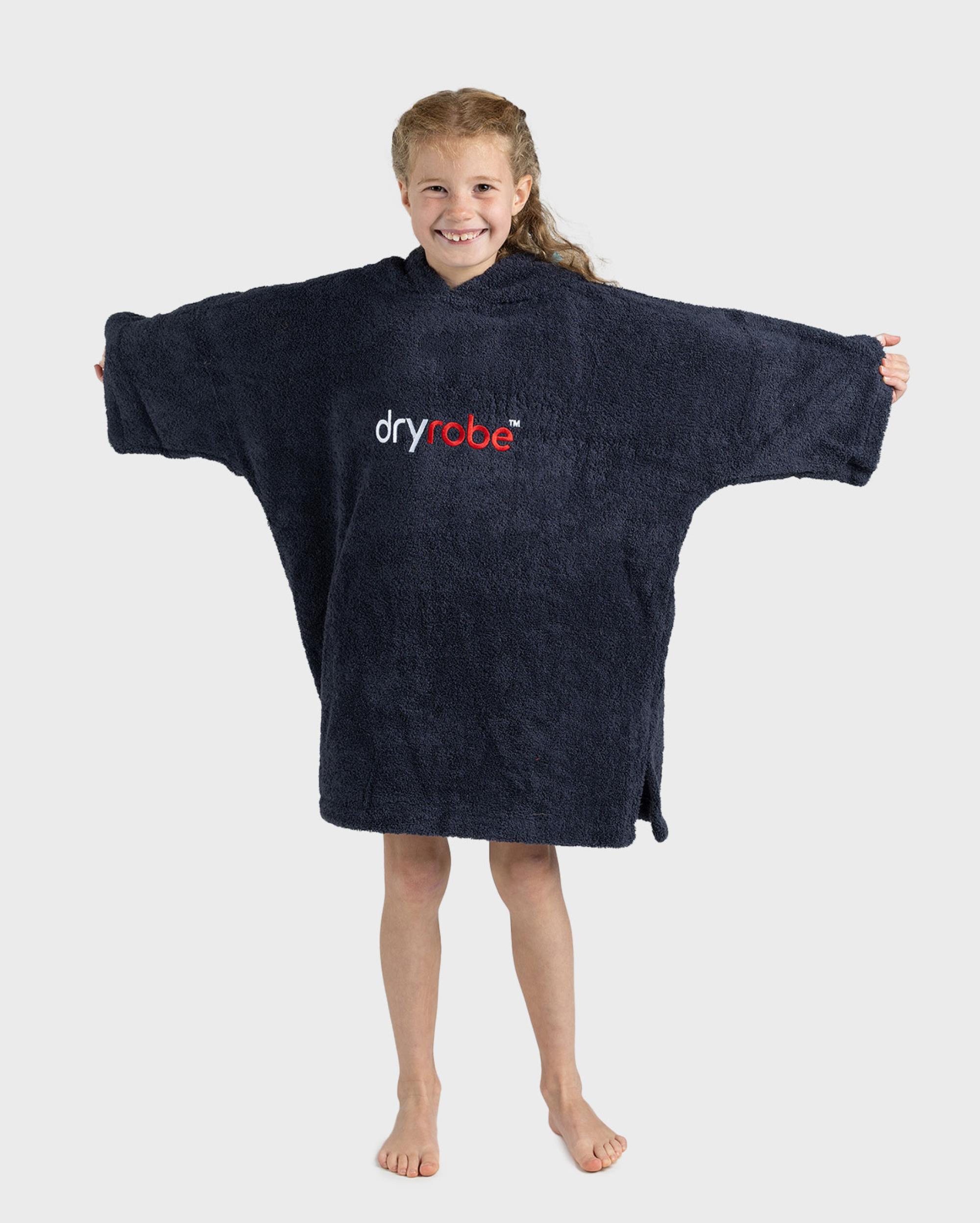 DRYROBE Handtuchmantel Bio KIDS Navy 10-13 unisex 100% Bio Baumwolle Towel Robe Beach Poncho