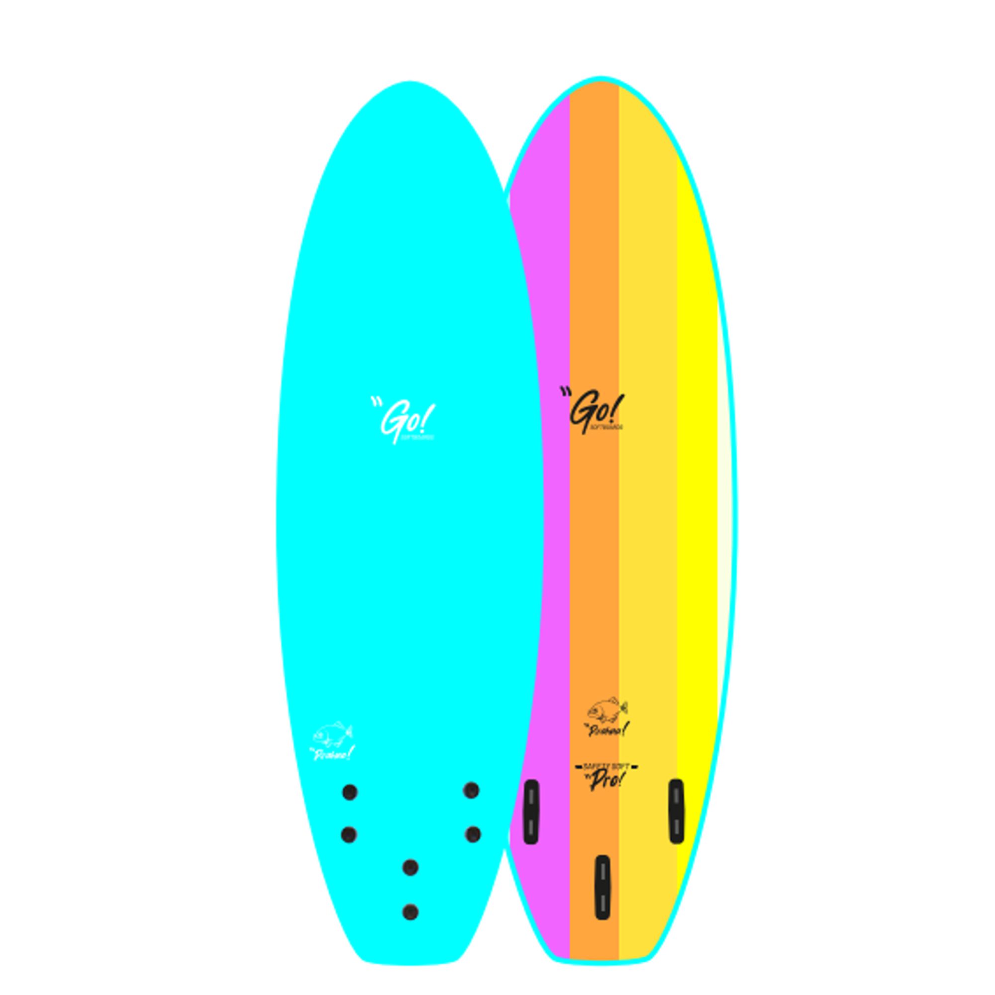 GO Surfboard Safety Soft Pro 6.6 Blue Rainbow